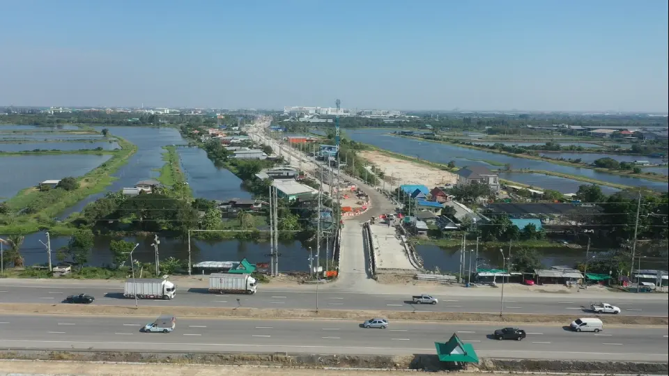 คืบหน้าก่อสร้างถนนสาย สป.1011 จ.สมุทรปราการ หนุนอีอีซี