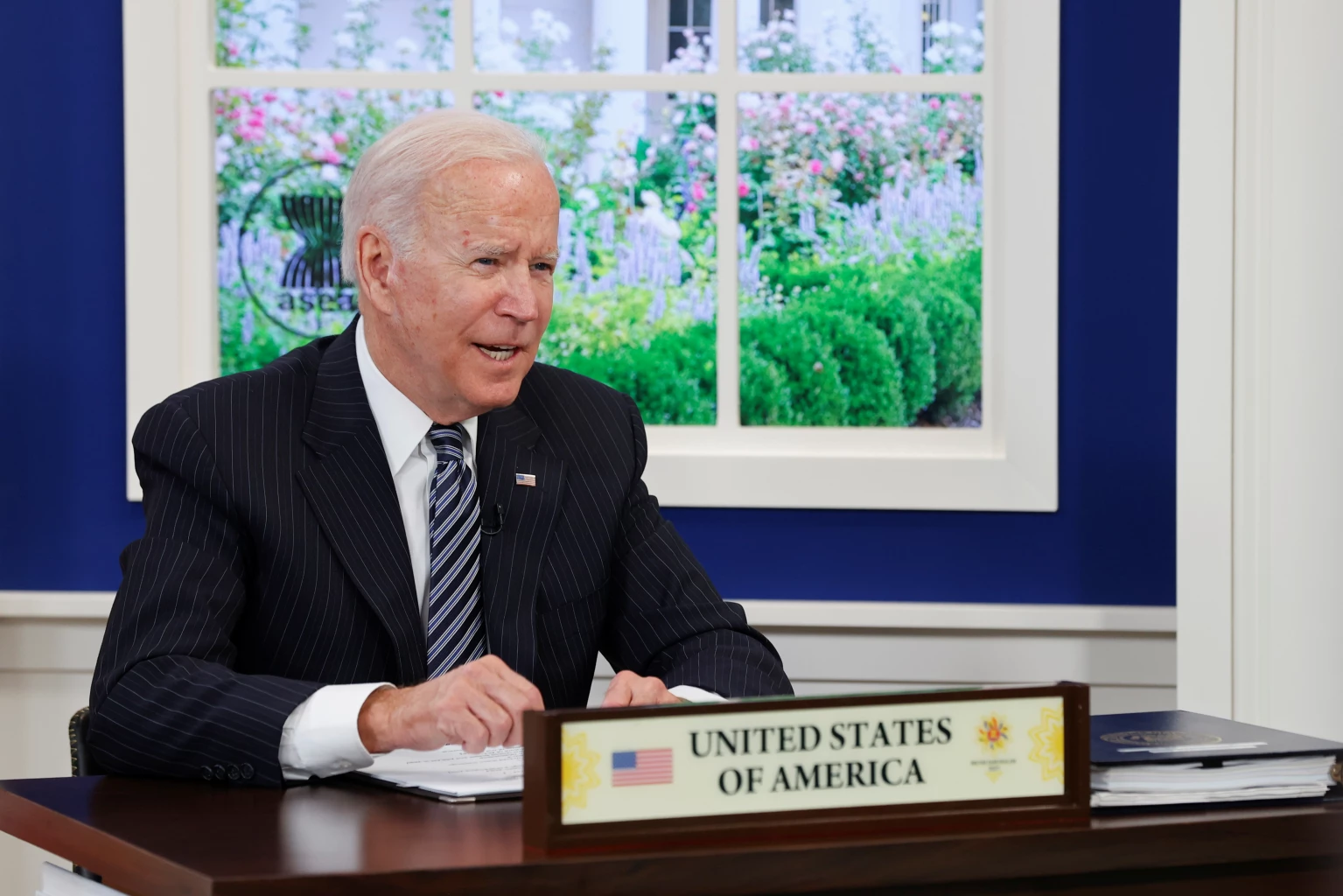 ประธานาธิบดีโจ ไบเดน ร่วมประชุมทางไกลกับผู้นำอาเซียนครั้งแรกเมื่อเดือนต.ค.2564