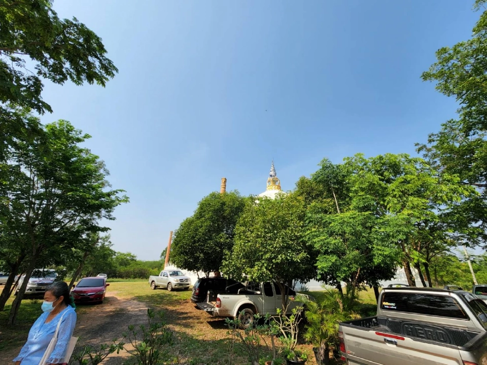 ก่อนจะ Zoom ผมยืนตรงนี้นะครับ ให้มองที่ยอดของโบสถ์และเสาสิงโตรอบนอก