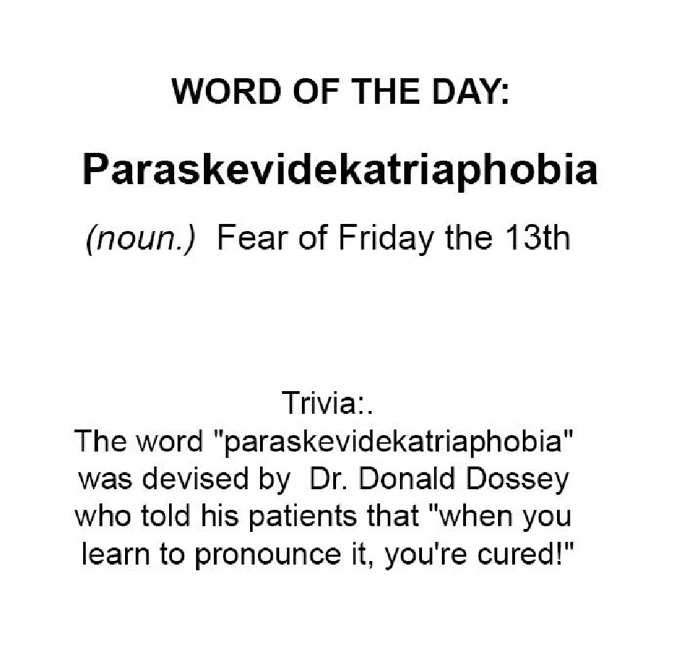 คำศัพย์วันนี้ Paraskevidekatriaphobia