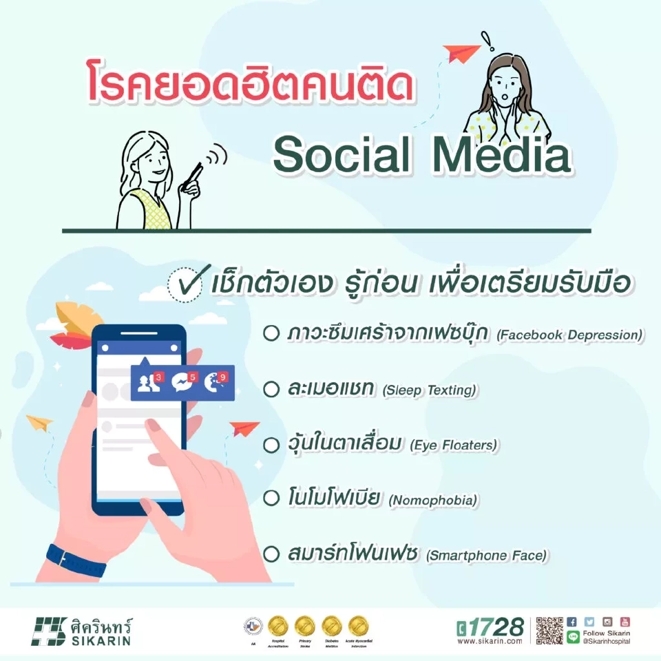5 โรคยอดฮิต คนติด 'Social Media' รู้เร็ว รักษาได้