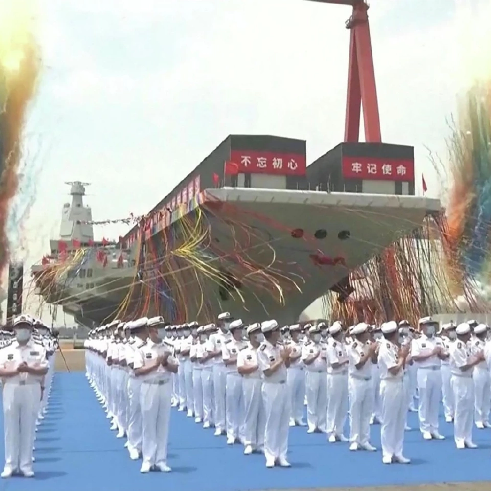 พิธีเปิดตัวเรือบรรทุกเครื่องบินฝูเจี้ยนเมื่อวันที่ 17 มิ.ย.ที่ผ่านมา 