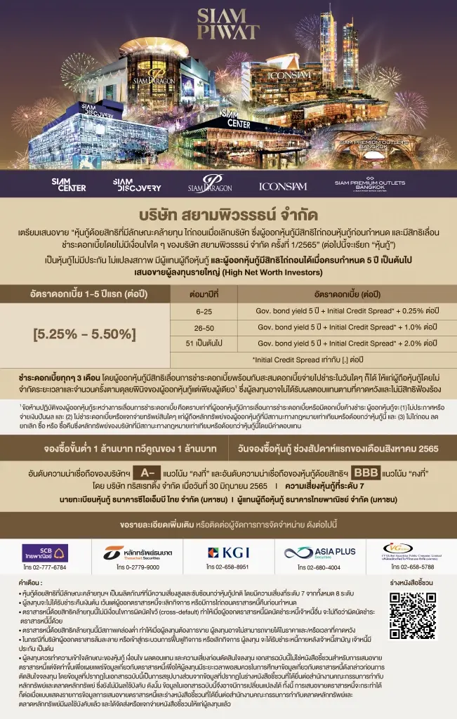 “สยามพิวรรธน์” เปิดโอกาสครั้งแรกให้นักลงทุน