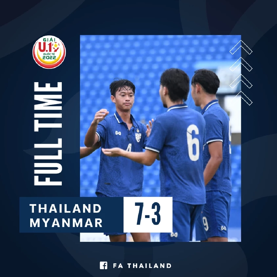ทีมชาติไทย U19 ถล่ม เมียนมา คว้าอันดับ 3 ศึกทันเนียน คัพ 2022 