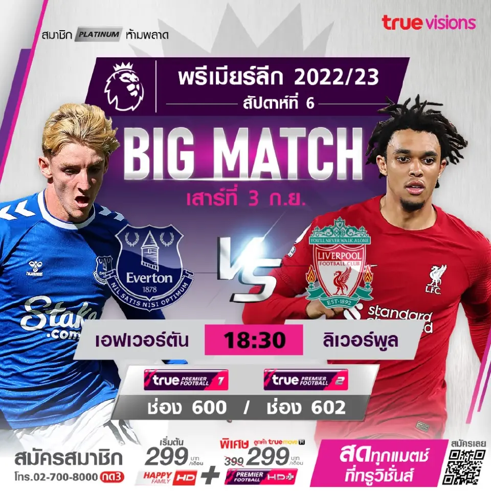 ดูบอลสด วันนี้ "เอฟเวอร์ตัน vs ลิเวอร์พูล" กี่โมง เช็คโปรแกรมที่นี่