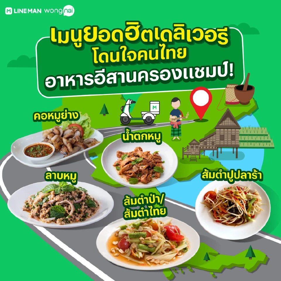 อาหารอีสาน สุดแซ่บ! ครองใจคนไทย ขึ้นแชมป์“ฟู้ดเดลิเวอรี”