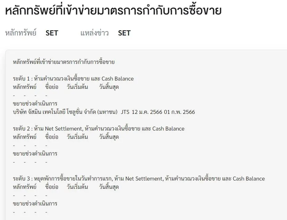 ภาพประกอบ หลักทรัพย์เข้าข่ายมาตรการกำกับการซื้อขาย