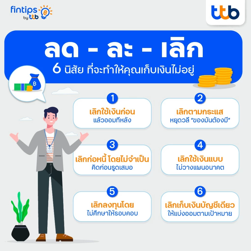 ลด-ละ-เลิก 6 นิสัยที่ทำให้เก็บเงินไม่อยู่