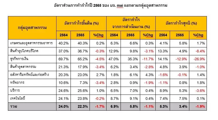 บจ.mai ปี 65 กำไรสุทธิ 7,413 ล้าน ลดลง 23% เหตุบันทึกขาดทุน-ตั้งสำรอง