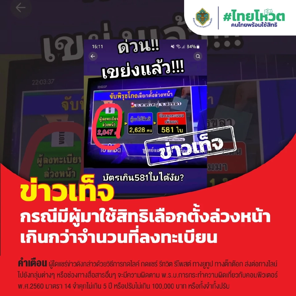 กรณี มีผู้มาใช้สิทธิล่วงหน้า เกินกว่าที่ลงทะเบียน