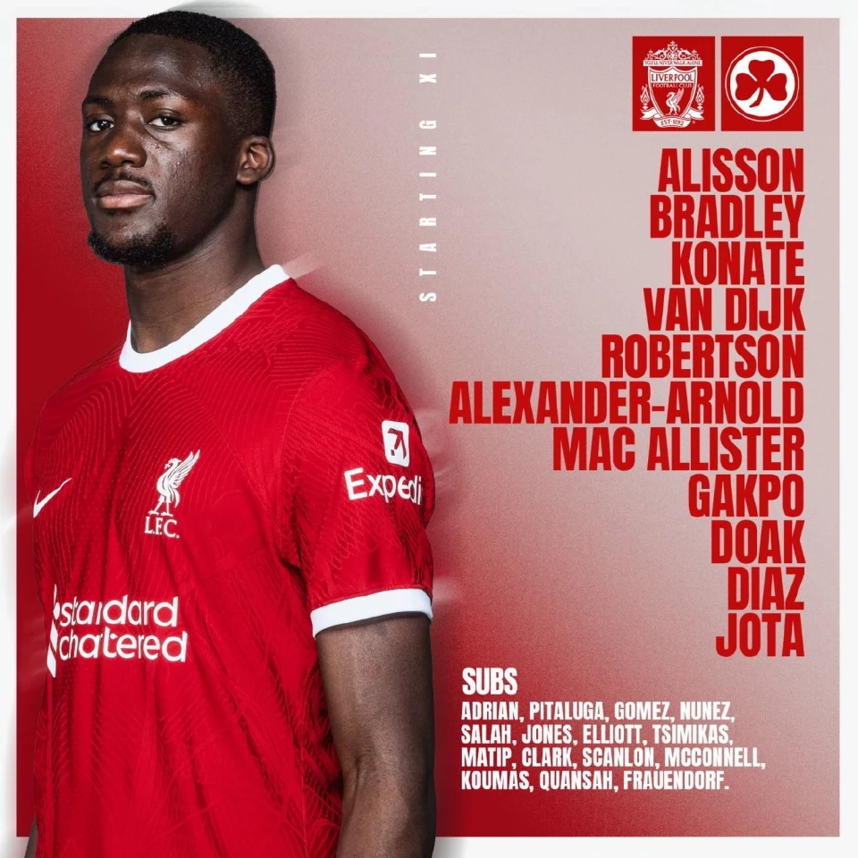 รายชื่อ 11 ตัวจริงลิเวอร์พูล 