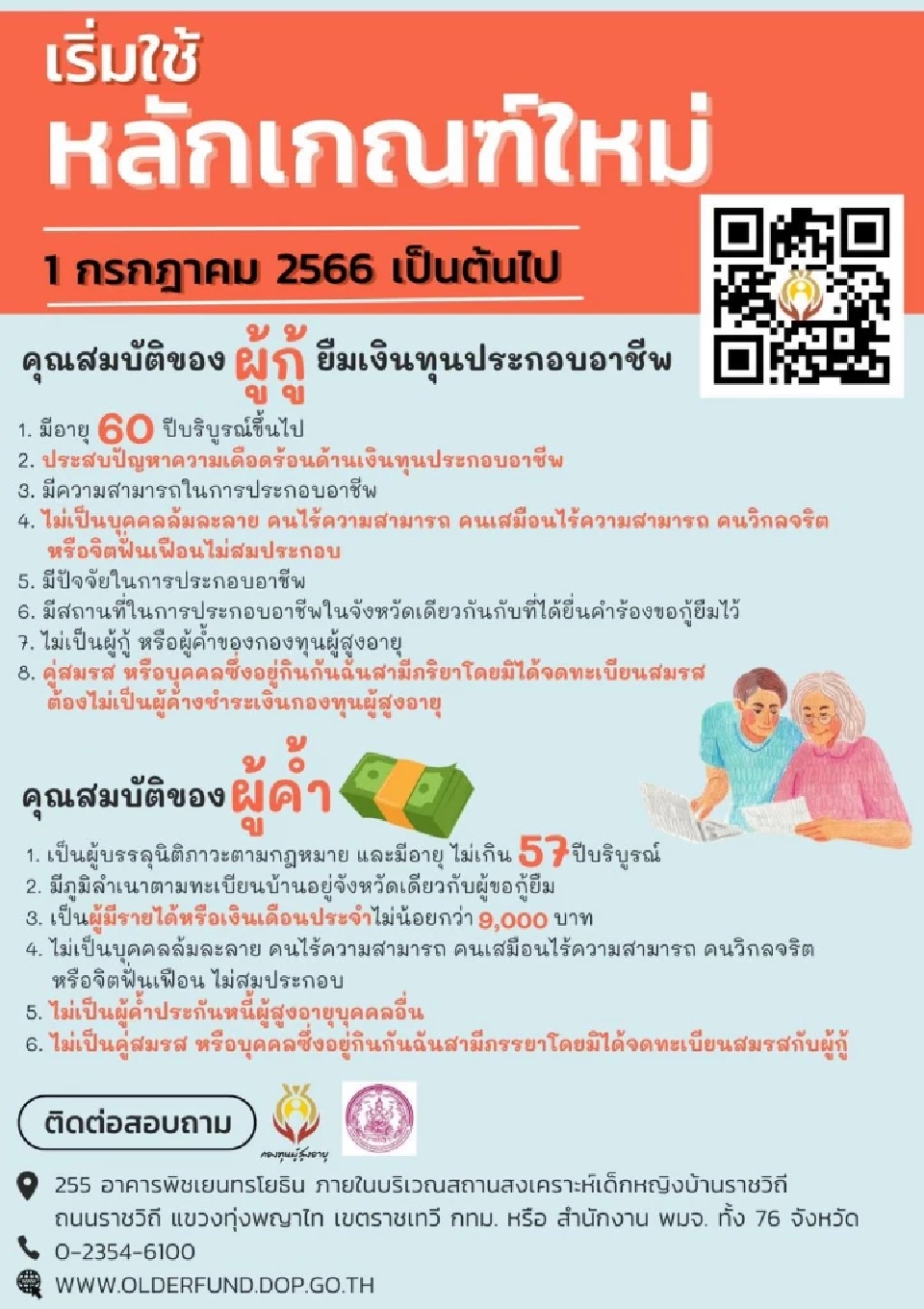 เปิดหลักเกณฑ์ใหม่ ขอกู้ยืมเงินกองทุนผู้สูงอายุ 