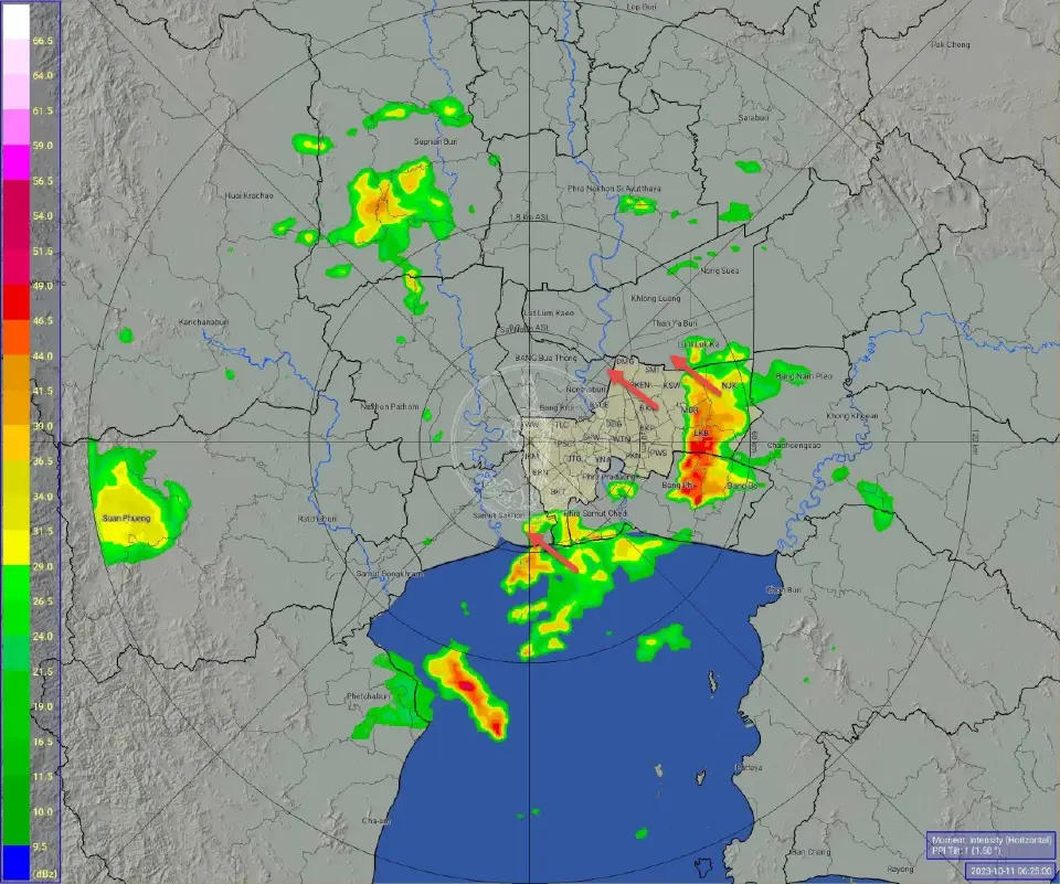 เรดาห์ฝนตกวันนี้ ช่วงเวลา 06.30 น. วันที่ 11 ตุลาคม 2566