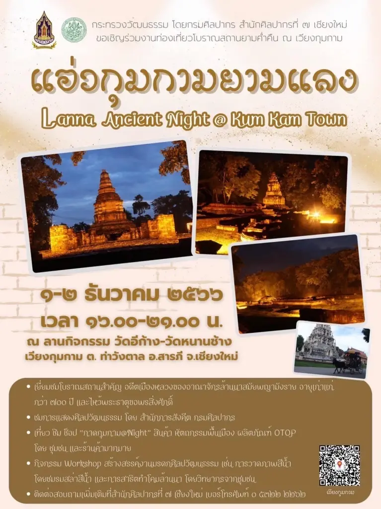 กรมศิลปากร จัดท่องเที่ยวโบราณสถาน  “แอ่วกุมกามยามแลง” 