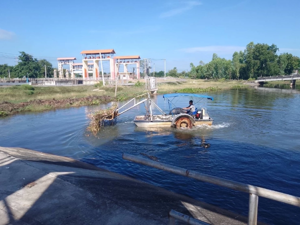 ชป. ลุยเก็บผักตบชวา ลดการแพร่ขยายพันธุ์