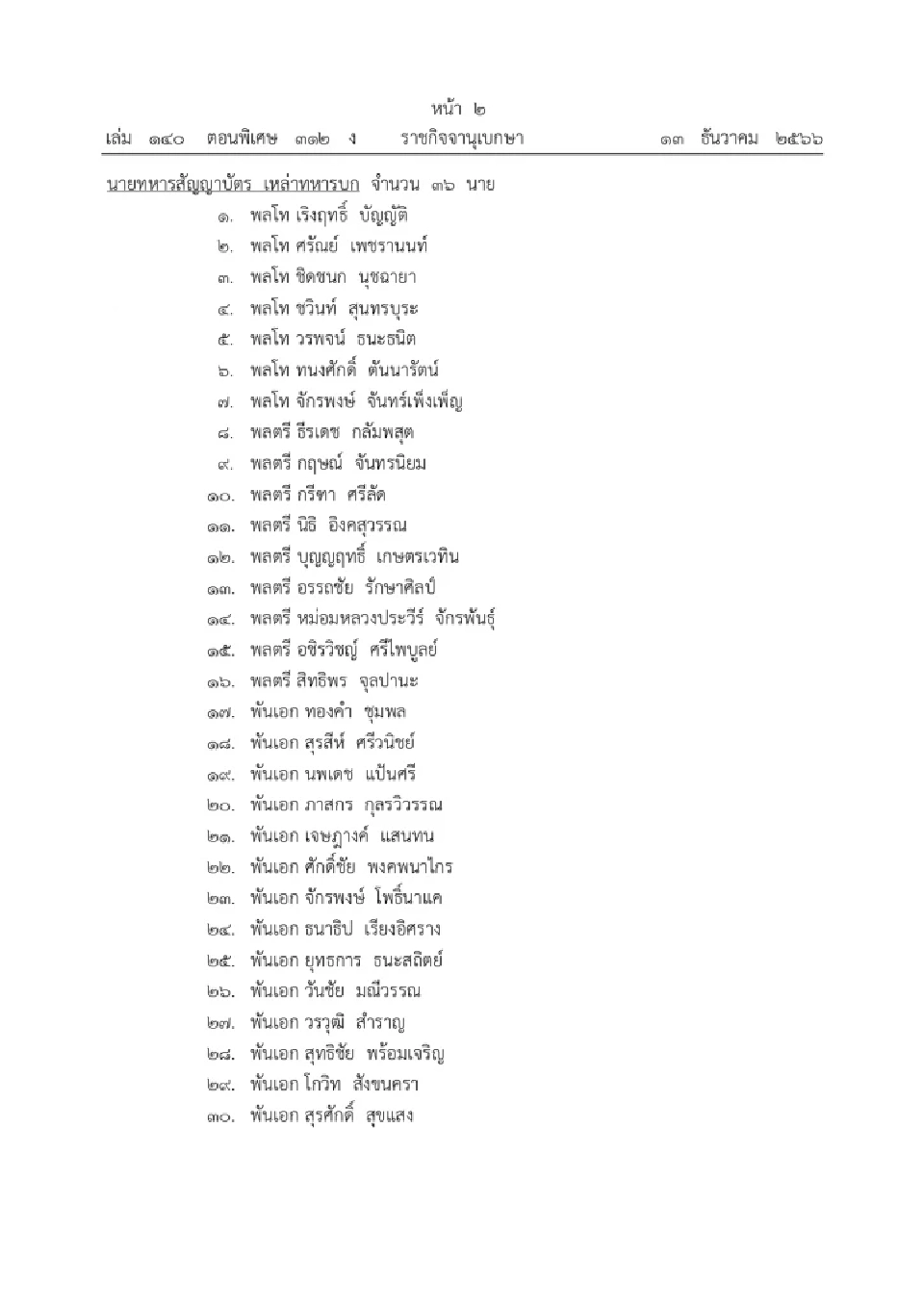 พระบรมราชโองการโปรดเกล้าโปรดกระหม่อมให้นายทหารสัญญาบัตรและนายตำรวจชั้นสัญญาบัตรแต่งตั้งเป็นนายทหารราชองครักษ์ในพระองค์และนายตำรวจราชองครักษ์ในพระองค์