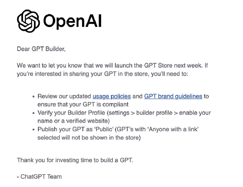 OpenAI GPT Store เตรียมเปิดตัวสัปดาห์หน้า