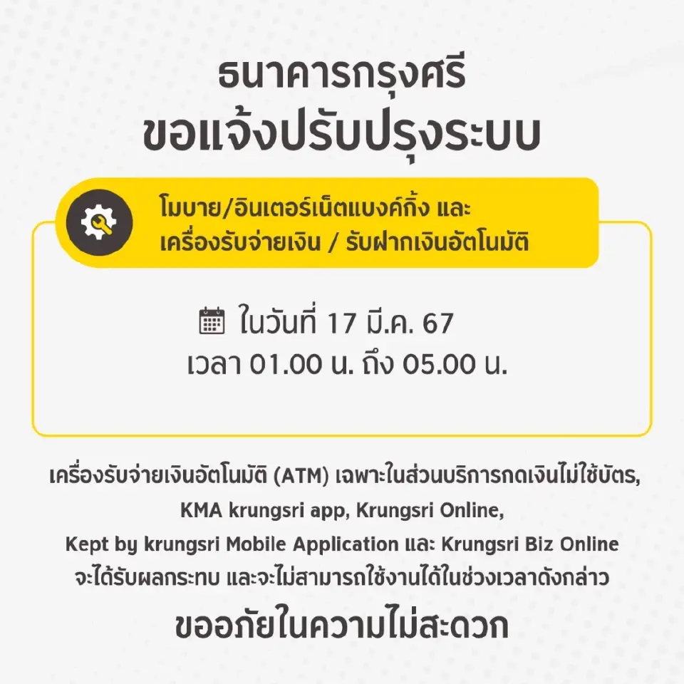 4 ธนาคารใหญ่ปิดปรับปรุงระบบชั่วคราว 16-17 มีนาคม 2567 