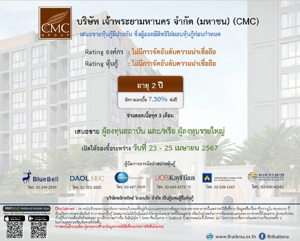 อัปเดต 6 บจ. เปิดขายหุ้นกู้สัปดาห์นี้ ดอกเบี้ยสูงสุด 7.30% ต่อปี