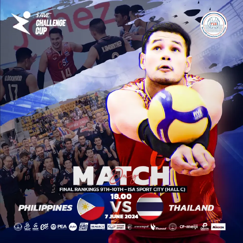 ถ่ายทอดสดวอลเลย์บอลวันนี้ ทีมชาติไทย พบ ฟิลิปปินส์ ดูสด AVC Challenge Cup 2024 เวลา 18.00 น.