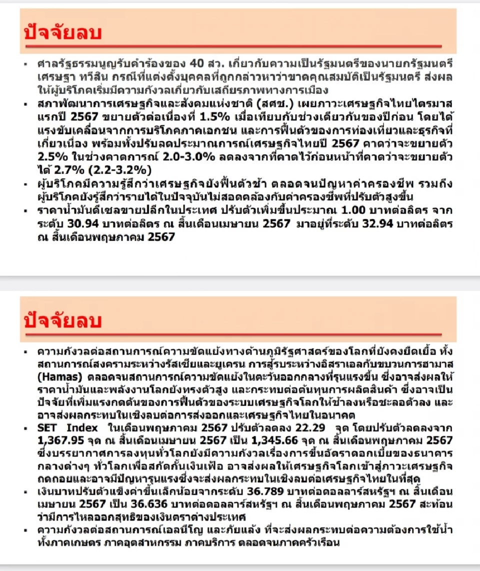 การเมือง-เศรษฐกิจ ฉุด ดัชนีความเชื่อมั่น พ.ค. 67 ต่ำสุดรอบ 7 เดือน
