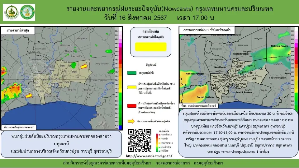 กรมอุตุนิยมวิทยา รายงานและพยากรณ์สภาพอากาศ เวลา 17.00 น.