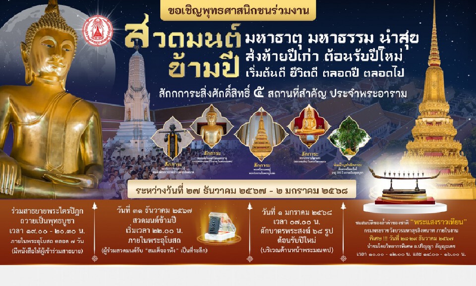 สวดมนต์ข้ามปี 2568 กรุงเทพฯ มีที่ไหนบ้าง เช็กเลยที่นี่