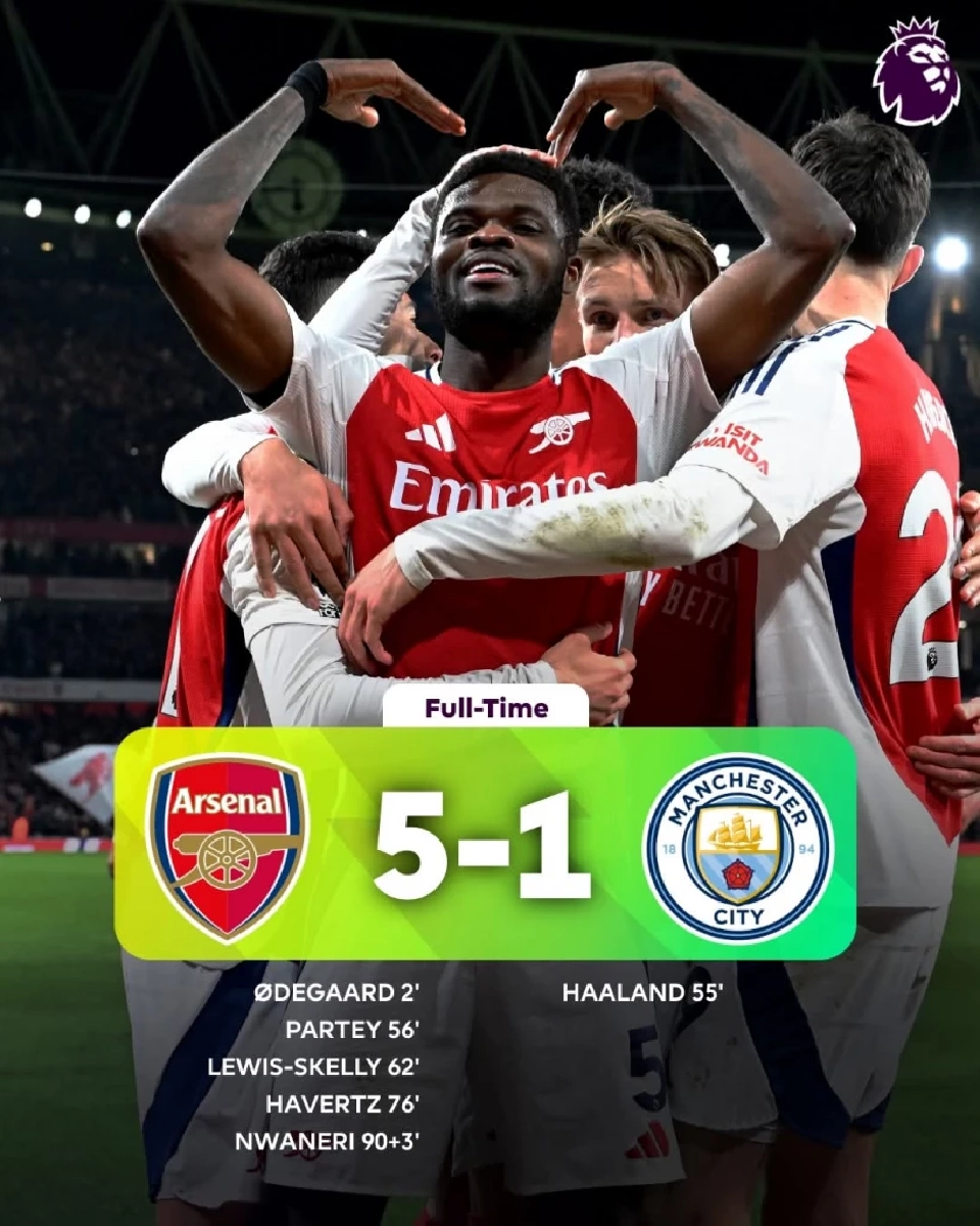 อาร์เซนอล​ ไล่ถลุง แมนฯซิตี้ 5-1