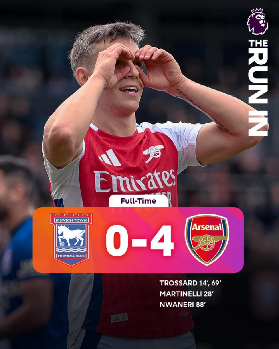 อาร์เซนอล บุกถล่ม อิปสวิช 4-0