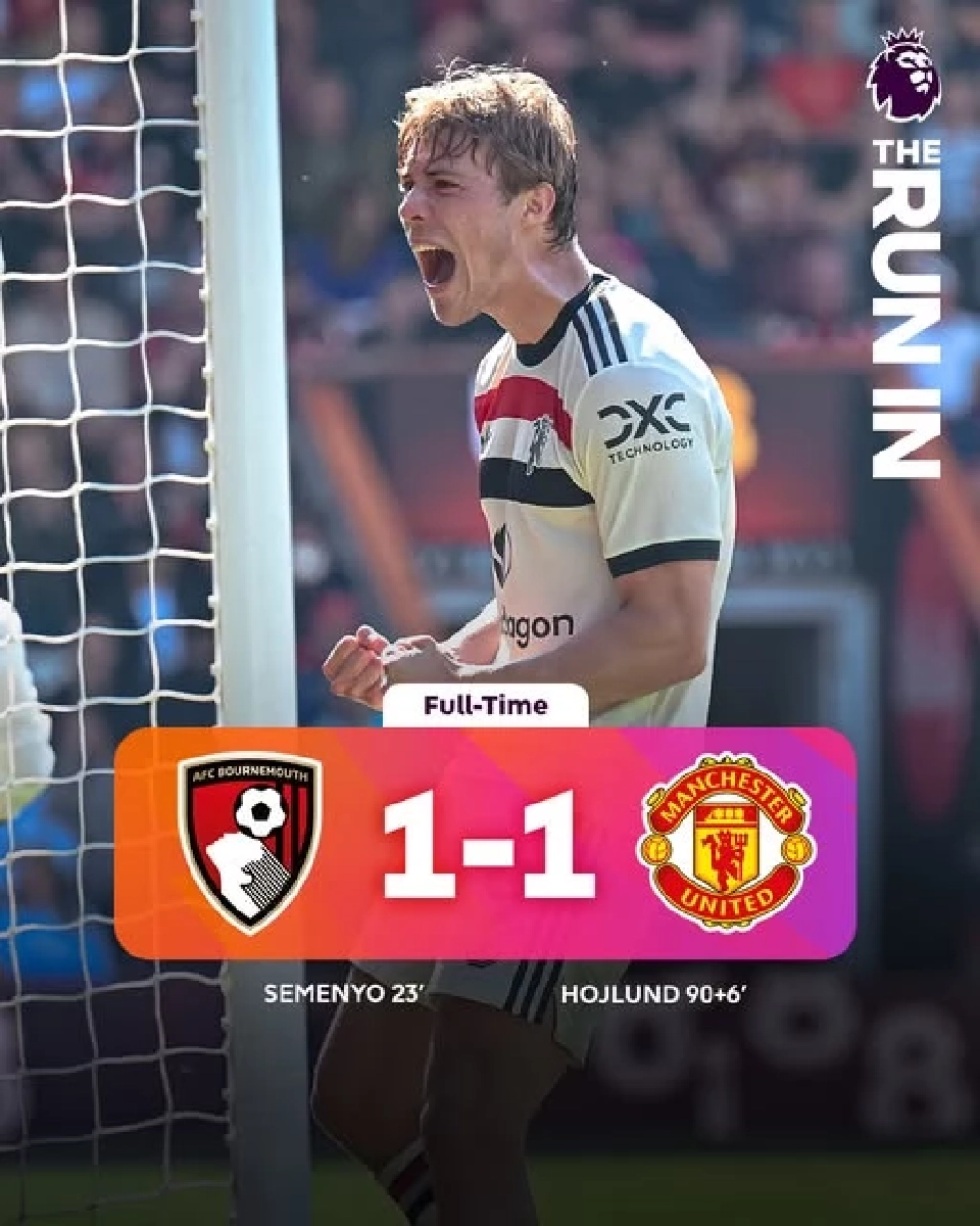 แมนฯยูไนเต็ด ไล่ตีเสมอ บอร์นมัธ 1-1 