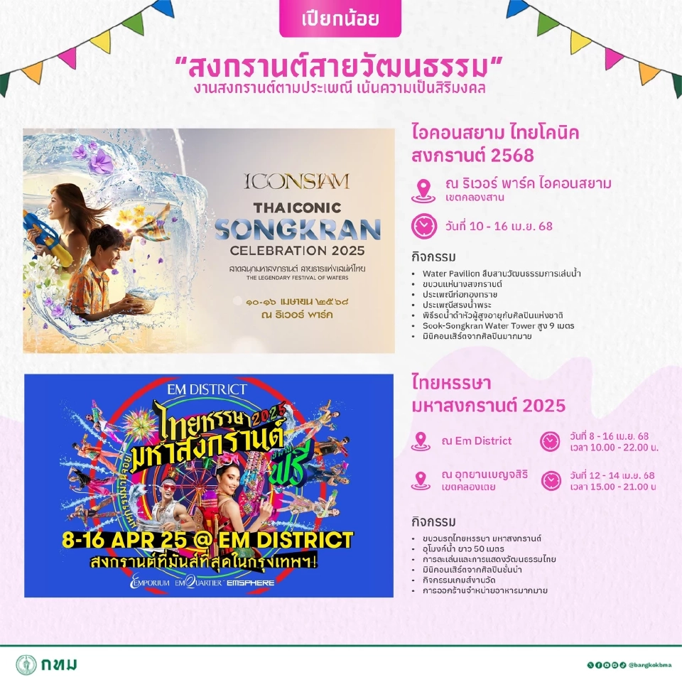 สงกรานต์ใกล้ฉัน มัดรวม 15 จุดจัดงานเทศกาลสงกรานต์ 2568 ในกรุงเทพมหานคร 