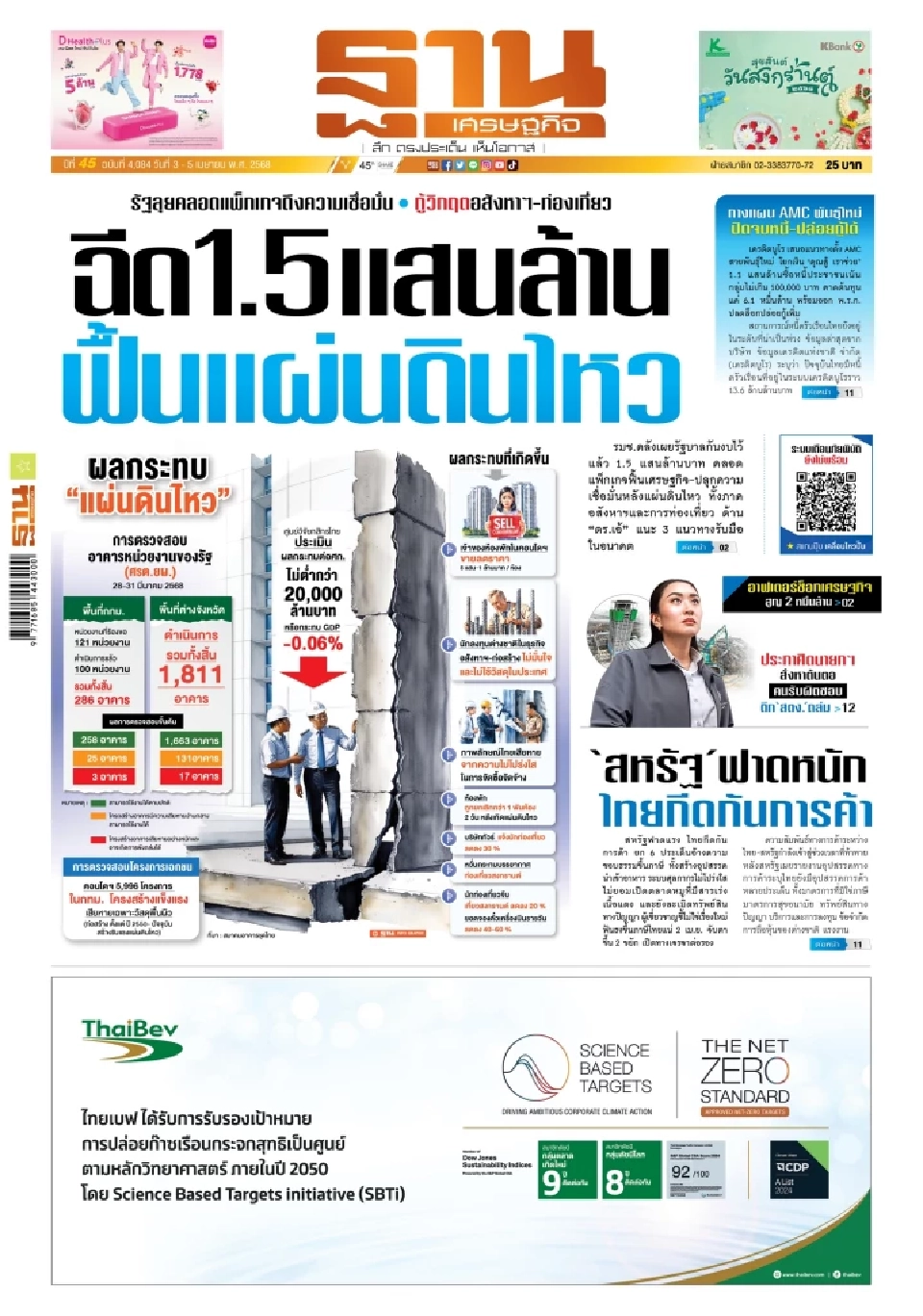 ฉีด 1.5 แสนล้าน ฟื้นแผ่นดินไหว กู้วิกฤตอสังหาฯ-ท่องเที่ยว