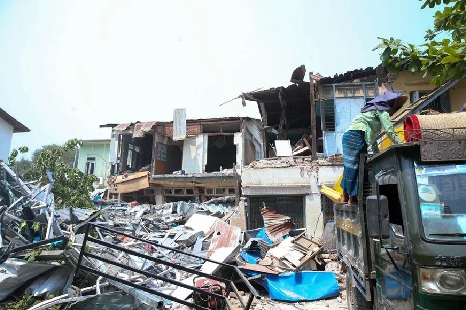 ภาพความเสียหายในประเทศเมียนมา (ที่มา สำนักข่าวซินหัว)