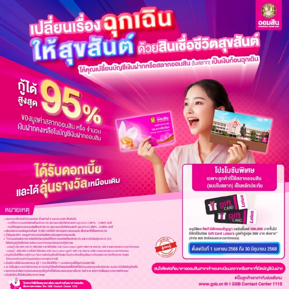 สินเชื่อสุขสันต์ สลากออมสิน