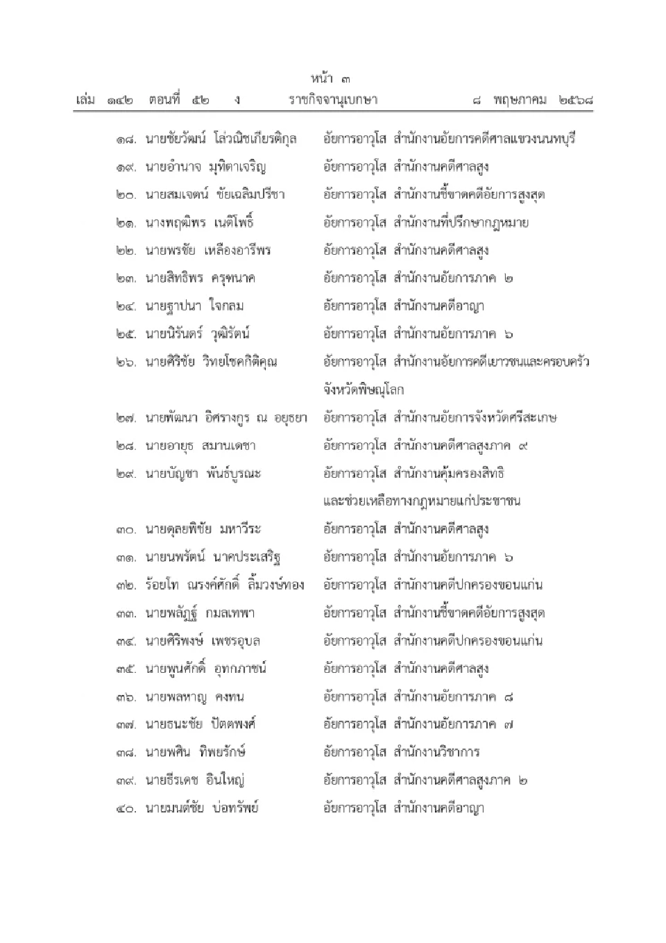 ประกาศอัยการอาวุโส 90 ราย พ้นจากราชการสิ้นปีงบประมาณ 2568