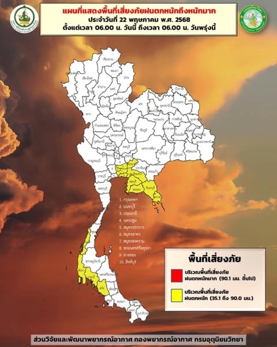 กรมอุตุนิยมวิทยา เตือน ร่องฝนพาดผ่าน มรสุมแรงขึ้น ไทยฝนตกหนัก