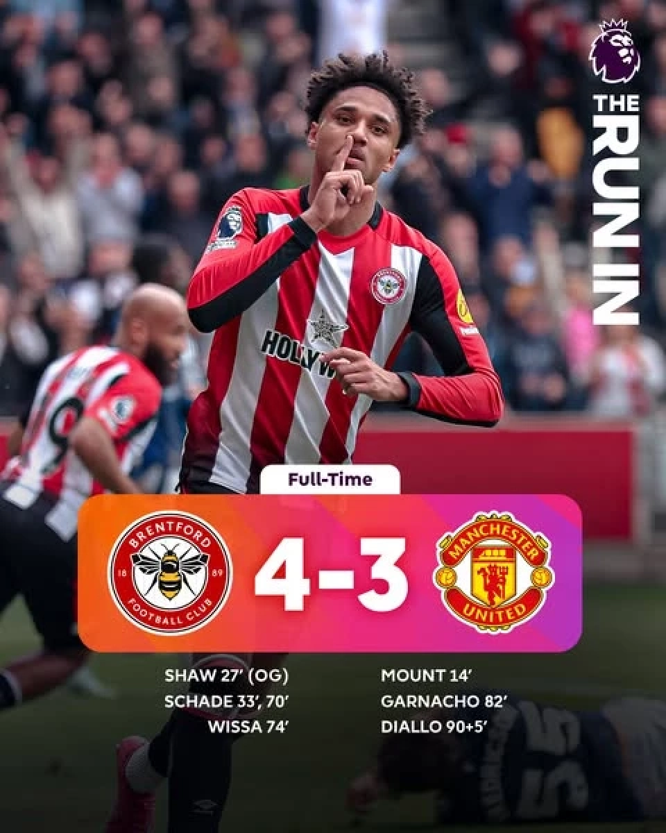 เบรนท์ฟอร์ด เปิดบ้านเฉือนชนะ แมนฯยูไนเต็ด 