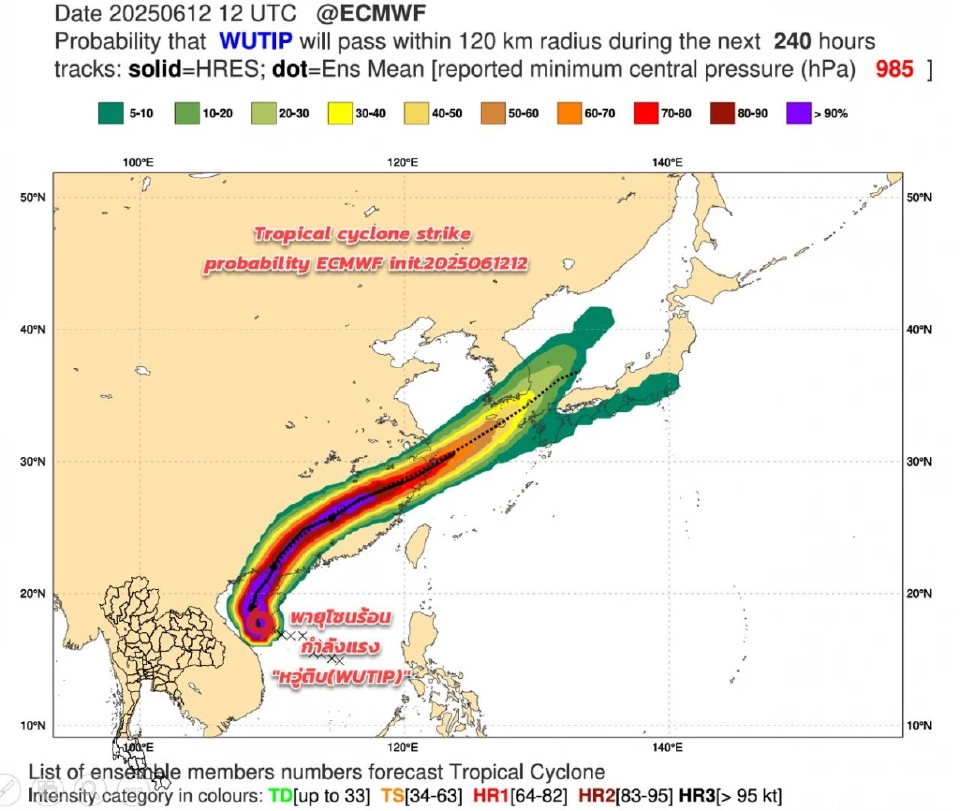 กรมอุตุฯอัปเดตเส้นทางพายุโซนร้อนหวู่ติบ 9 จว. อีสานฝนตกหนักบางแห่ง