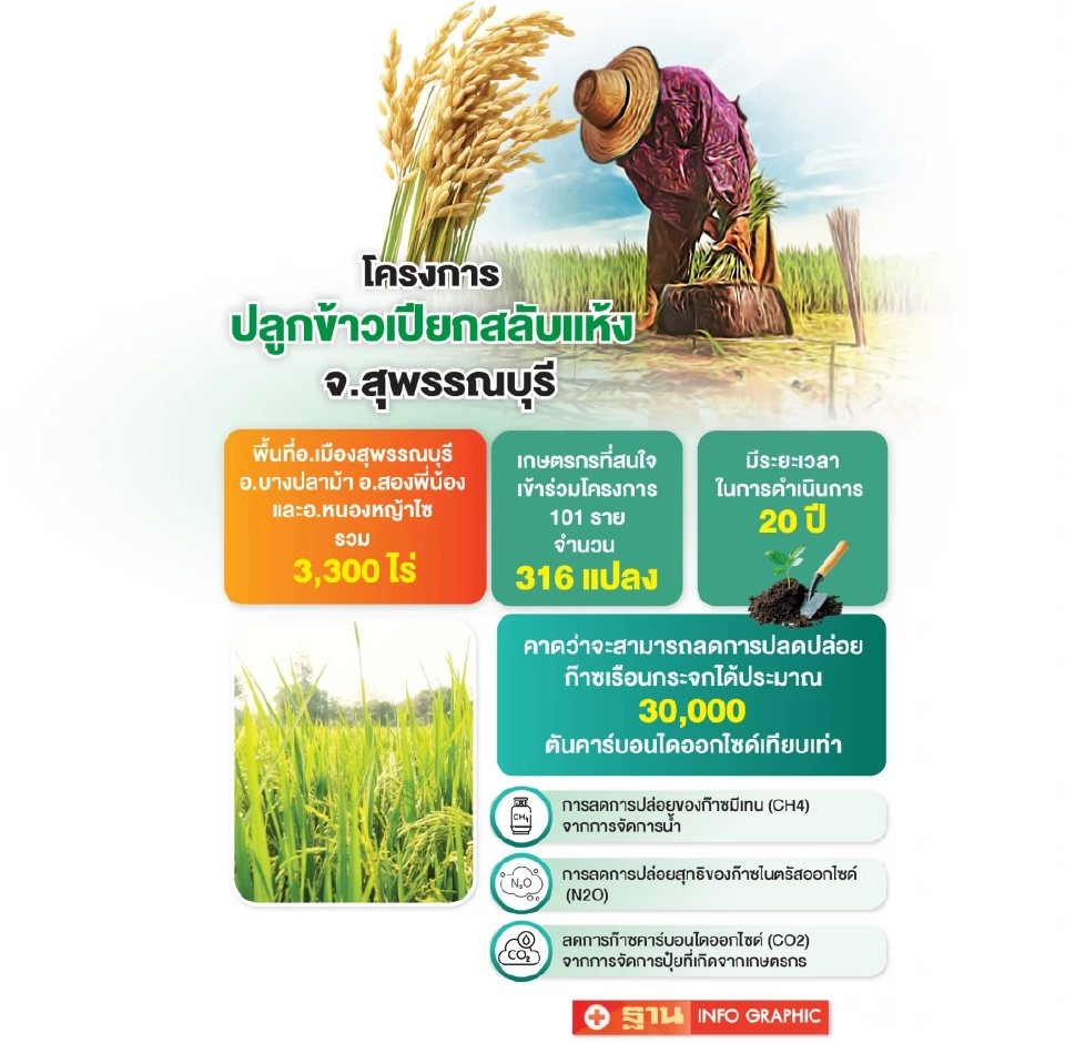 “เวฟ บีซีจี” ชงขึ้นทะเบียน Premium T-VER ทำนาเปียกสลับแห้ง ลดก๊าซเรือนกระจก 3 หมื่นตัน