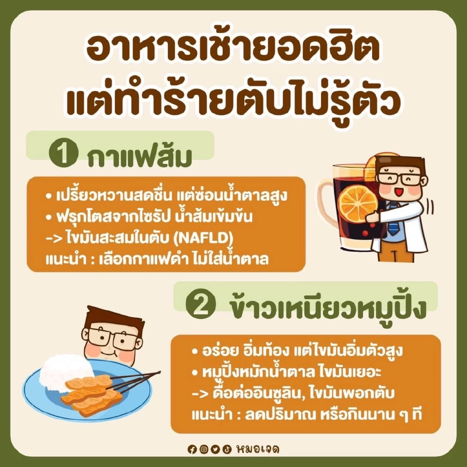5 เมนูเช้ายอดฮิตที่ควรเลี่ยง เสี่ยง “ไขมันพอกตับ” ไม่รู้ตัว