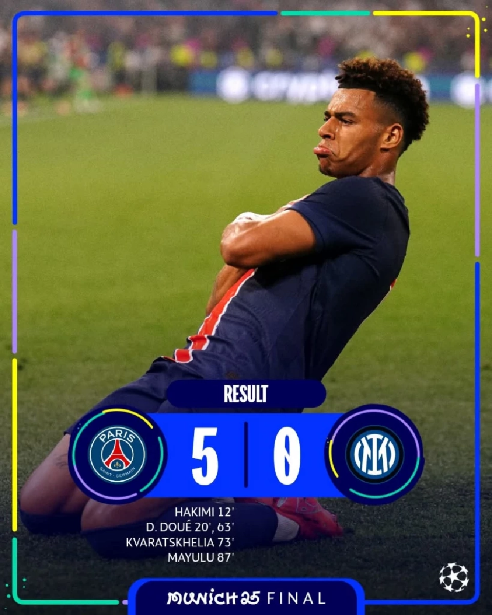 เปแอสเช​ ถบ่ม อินเตอร์​มิลาน​5-0