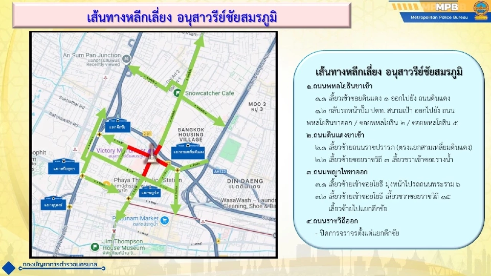 สตช. เปิดเส้นทางเลี่ยงรถติด ม็อบ 28 มิ.ย. ชุมนุมรอบอนุสาวรีย์ชัยฯ