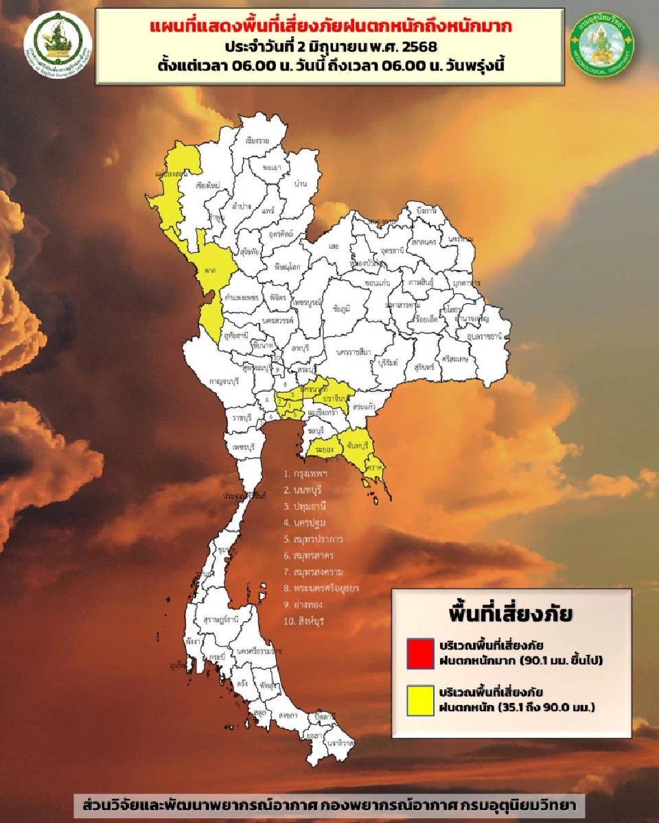 กรมอุตุฯ พยากรณ์ฝนล่วงหน้า 15 วัน เช็กไทม์ไลน์ฝนฟ้าอากาศที่นี่