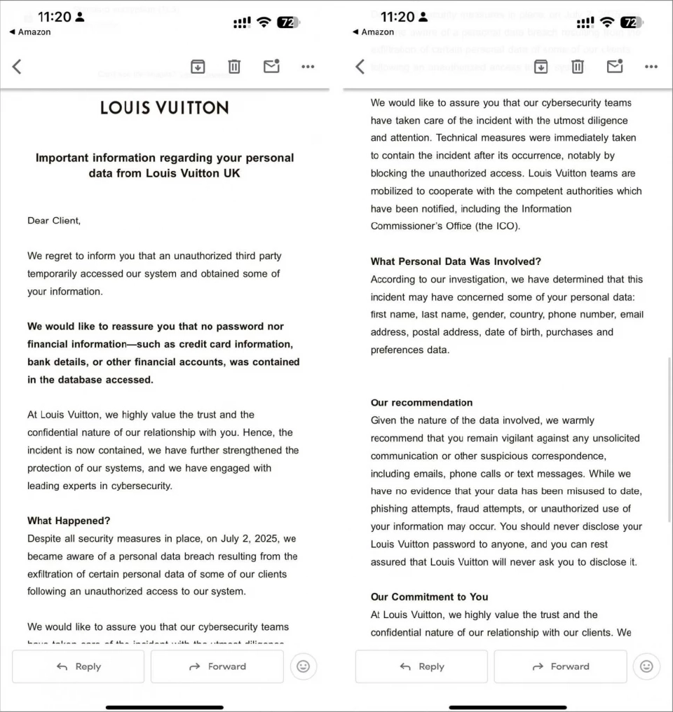 Louis Vuitton คาดเหตุการณ์ข้อมูลลูกค้ารั่วหลายประเทศ เชื่อมโยงกลุ่ม ShinyHunters