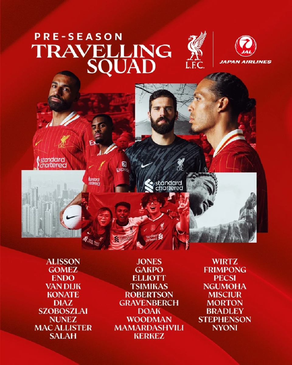 รายชื่อนักเตะลิเวอร์พูล ที่ยกพลมาทัวร์พรีซีซั่นที่เอเชีย 