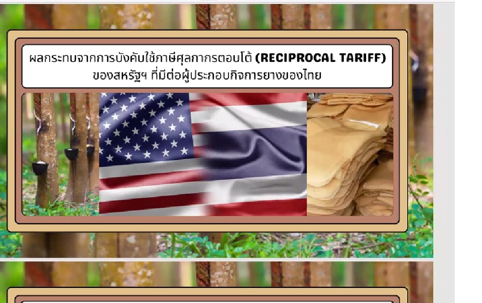 สหรัฐชะลอซื้อ กยท. ปลุกอุตยางฯ ไทย เตรียมรับแรงกระแทกภาษีทรัมป์