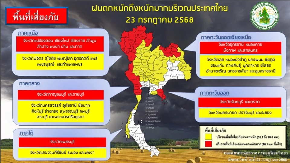 กรมอุตุนิยมวิทยา เปิดศูนย์ติดตามพายุโซนร้อน"วิภา"กระทบไทย 20-24 ก.ค.68