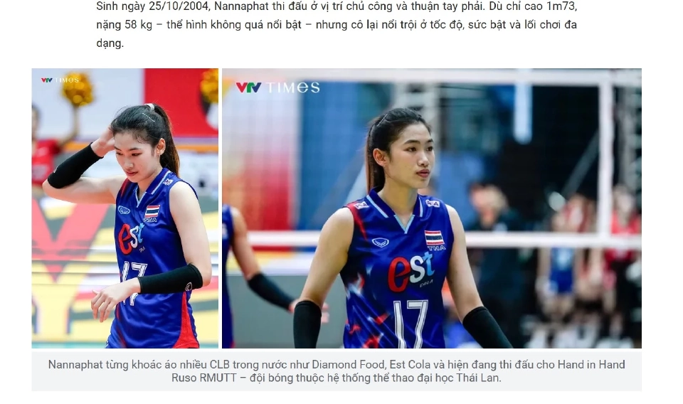 วอลเลย์บอลหญิงไทย "น้องหยก นันท์นภัส' ดังกระหึ่ม สื่อเวียดนามชมผลงาน VTV Cup