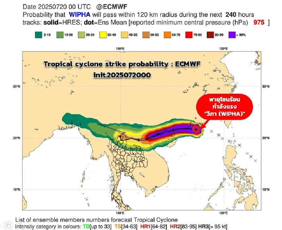 .กรมอุตุนิยมวิทยา ออก ประกาศกรมอุตุนิยมวิทยา ฉบับที่ 4 เรื่อง พายุ &quot;วิภา&quot; และฝนตกหนักถึงหนักมากบริเวณประเทศไทย