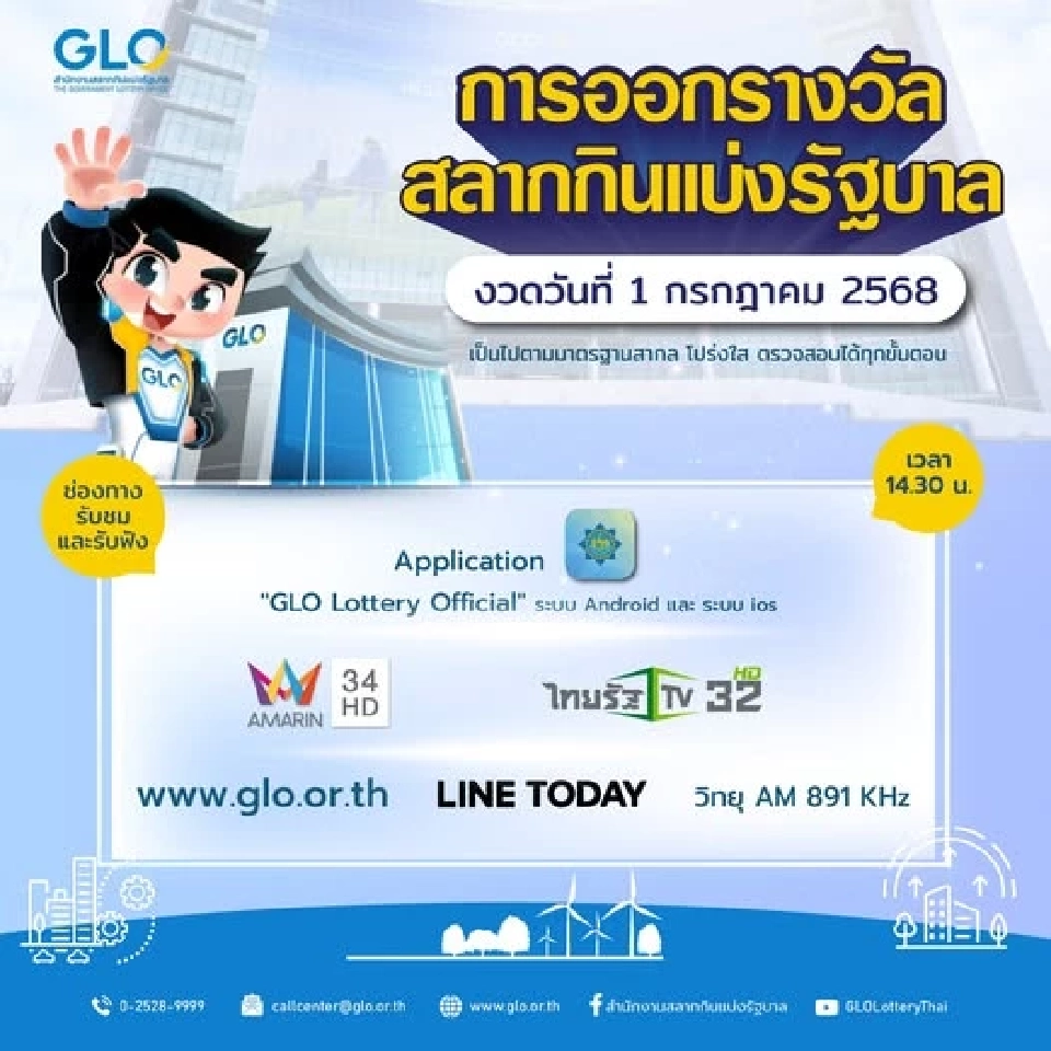 ถ่ายทอดสดการออกรางวัลสลากกินแบ่งรัฐบาล งวดวันที่ 1 ก.ค.68